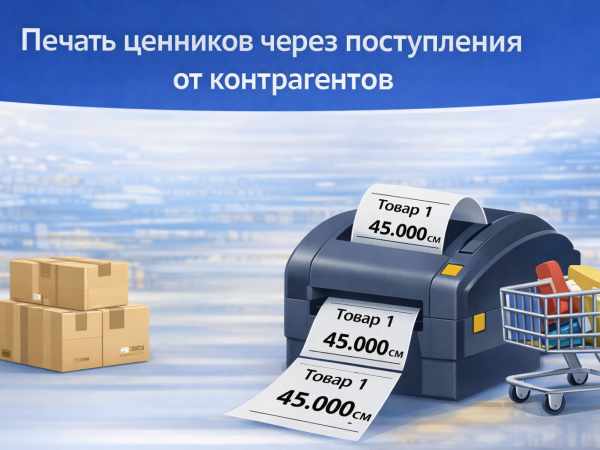 Печать ценников через поступления от контрагентов